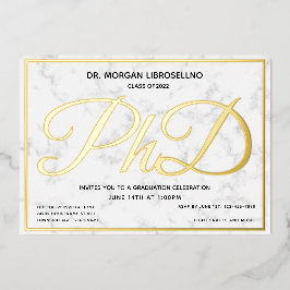 Invitación al Relieve metalizado de graduación de 