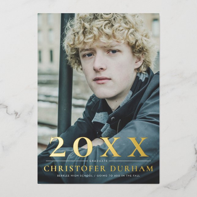 Invitación al Relieve metalizado de graduación de  (Anverso)