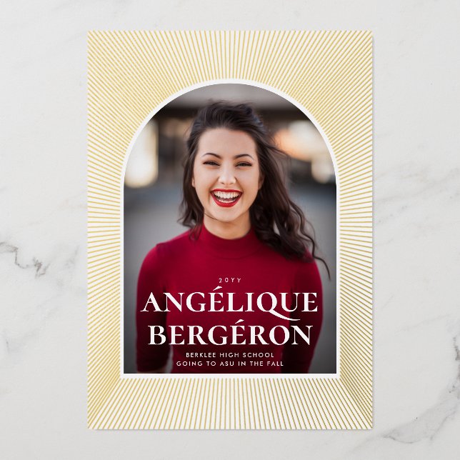 Invitación al Relieve metalizado de Graduación de  (Anverso)