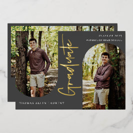 Invitación al Relieve metalizado de graduación de