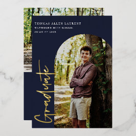 Invitación al Relieve metalizado de graduación de