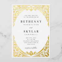 Invitación al Relieve metalizado de la edad dorada