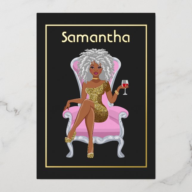 Invitación al Relieve metalizado de la fiesta de c (Anverso)