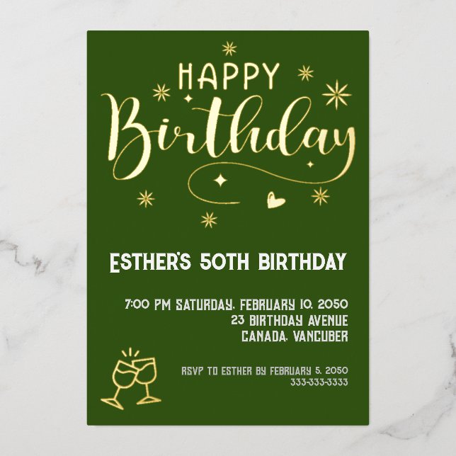 Invitación al Relieve metalizado de la fiesta de c (Anverso)