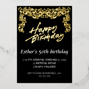 Invitación al Relieve metalizado de la fiesta de c