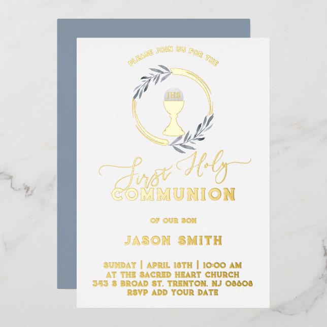 Invitación al Relieve metalizado de la Santa Comun (Anverso/Reverso)