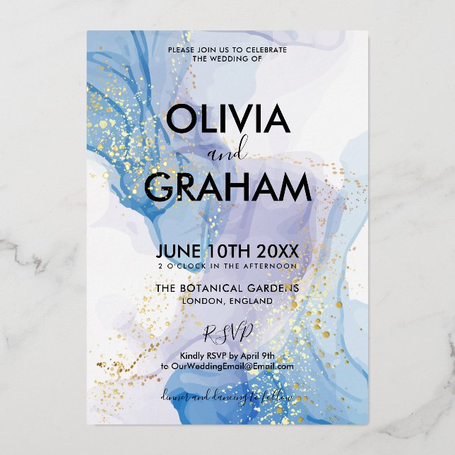 Invitación al Relieve metalizado de manchas de col (Anverso)