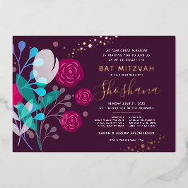 Invitación al Relieve metalizado de moda Bat Mitzv