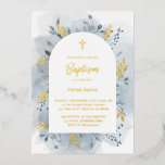 Invitación al Relieve metalizado de oro de color a<br><div class="desc">detalles del Relieve metalizado de oro y texto Invitación al bautismo</div>