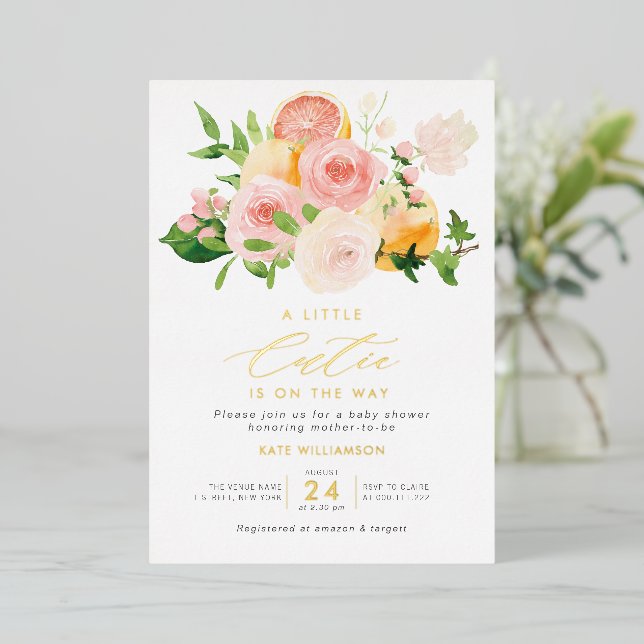 invitación al Relieve metalizado de oro de la pequ (Anverso de pie)