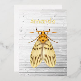 Invitación al Relieve metalizado de polilla rústic