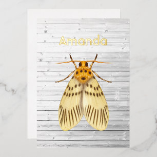 Invitación al Relieve metalizado de polilla rústic