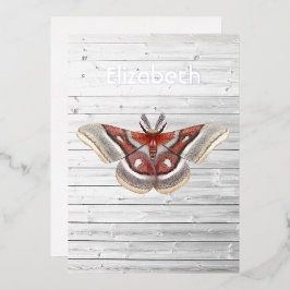 Invitación al Relieve metalizado de polilla rústic