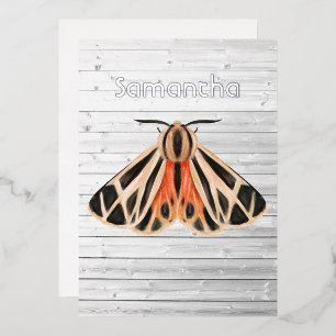 Invitación al Relieve metalizado de polilla rústic