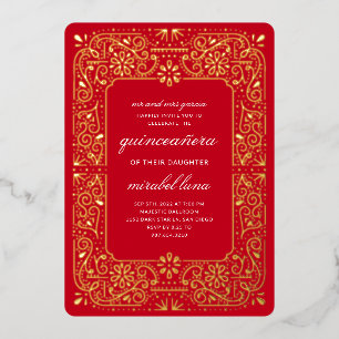 Invitación al Relieve metalizado de Red Quinceañer