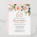 Invitación al Relieve metalizado de Rosa Gold Pink<br><div class="desc">Más invitaciones de cumpleaños número 60 en la Pequeña Tienda Bayleigh!</div>