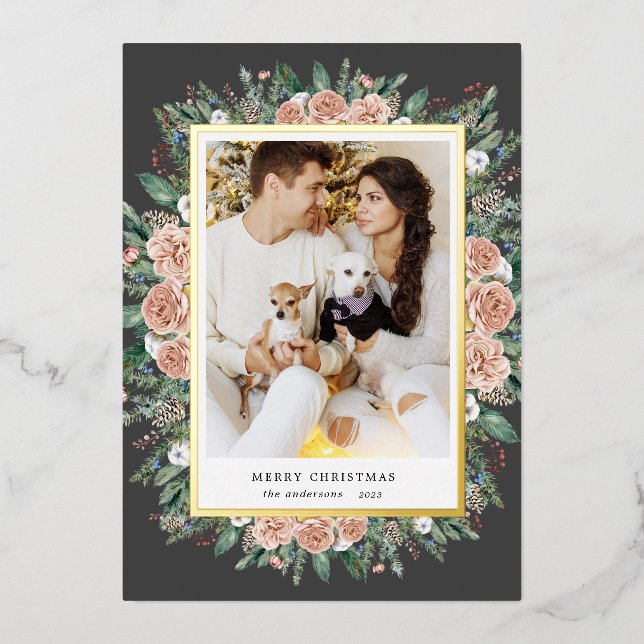 invitación al Relieve metalizado de vacaciones flo (Anverso)