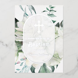 Invitación al Relieve metalizado del bautismo de f
