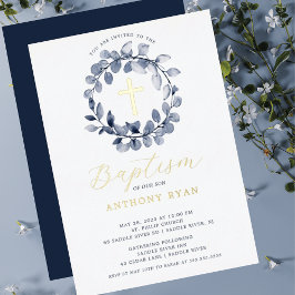 Invitación al Relieve metalizado del bautismo de l