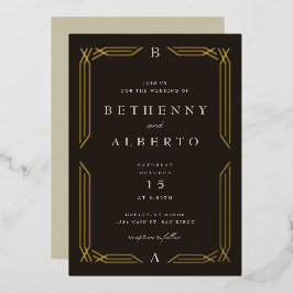 Invitación al Relieve metalizado del Boda bizantin
