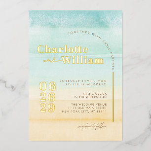 Invitación al Relieve metalizado del Boda Blue Bea