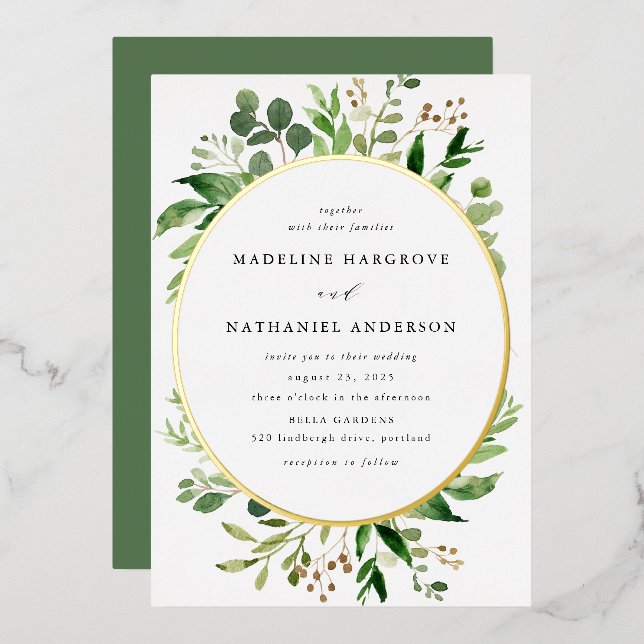 Invitación al Relieve metalizado del Boda de color (Anverso/Reverso)