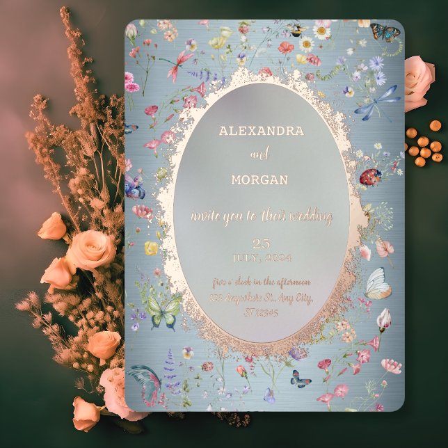 Invitación al Relieve metalizado del Boda de Flor  (Subido por el creador)