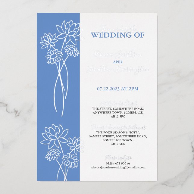 Invitación al Relieve metalizado del Boda de fotos (Anverso)