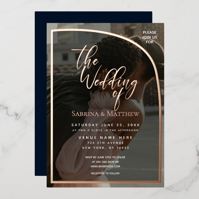 Invitación al Relieve metalizado del Boda de guirn (Anverso/Reverso)