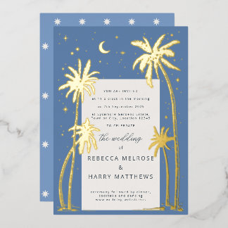 Invitación al Relieve metalizado del boda de palme