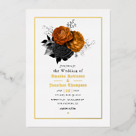 Invitación al Relieve metalizado del Boda floral g