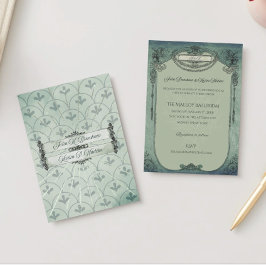 Invitación al Relieve metalizado del Boda verde vi
