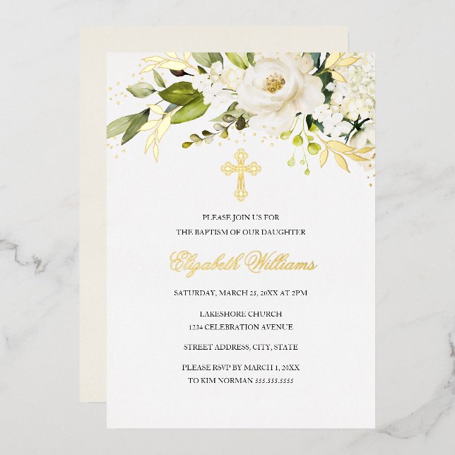 Invitación al Relieve metalizado del Chica floral  (Anverso/Reverso)