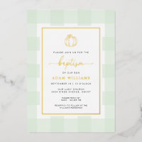 Invitación al Relieve metalizado dorado Baptism de