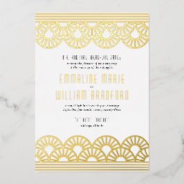 Invitación al Relieve metalizado dorado blanco del