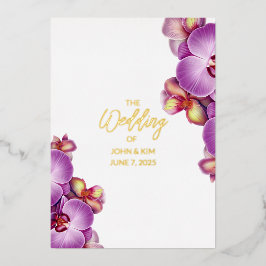 Invitación al Relieve metalizado dorado Boda Orquí