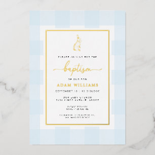 Invitación al Relieve metalizado dorado Bunny Blue