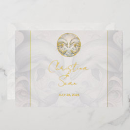 Invitación al Relieve metalizado dorado de Boda de