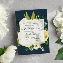 Invitación al Relieve metalizado dorado de Boda fl