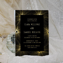 Invitación al Relieve metalizado dorado de Boda ne