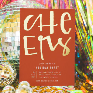 Invitación al Relieve metalizado dorado de celebra
