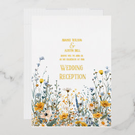 Invitación al Relieve metalizado dorado de flores