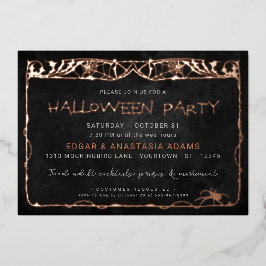 Invitación al Relieve metalizado dorado de Hallowe