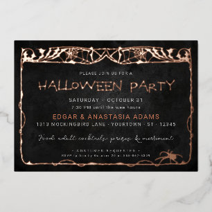 Invitación al Relieve metalizado dorado de Hallowe