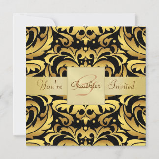 Invitación al Relieve metalizado dorado del amorti