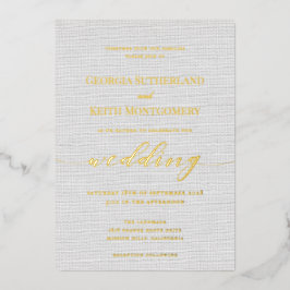 Invitación al Relieve metalizado dorado del Boda d
