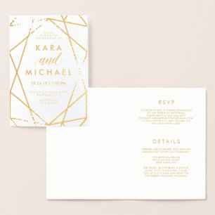 Invitación al Relieve metalizado dorado del Boda g