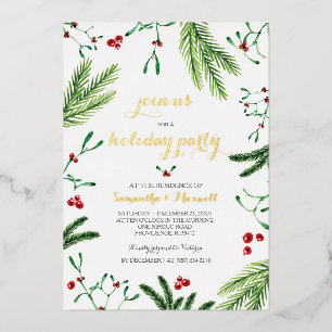 Invitación al Relieve metalizado dorado Foliage y