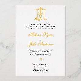 Invitación al Relieve metalizado dorado Monograma 