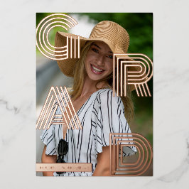 Invitación al Relieve metalizado dorado Rosa de Gr